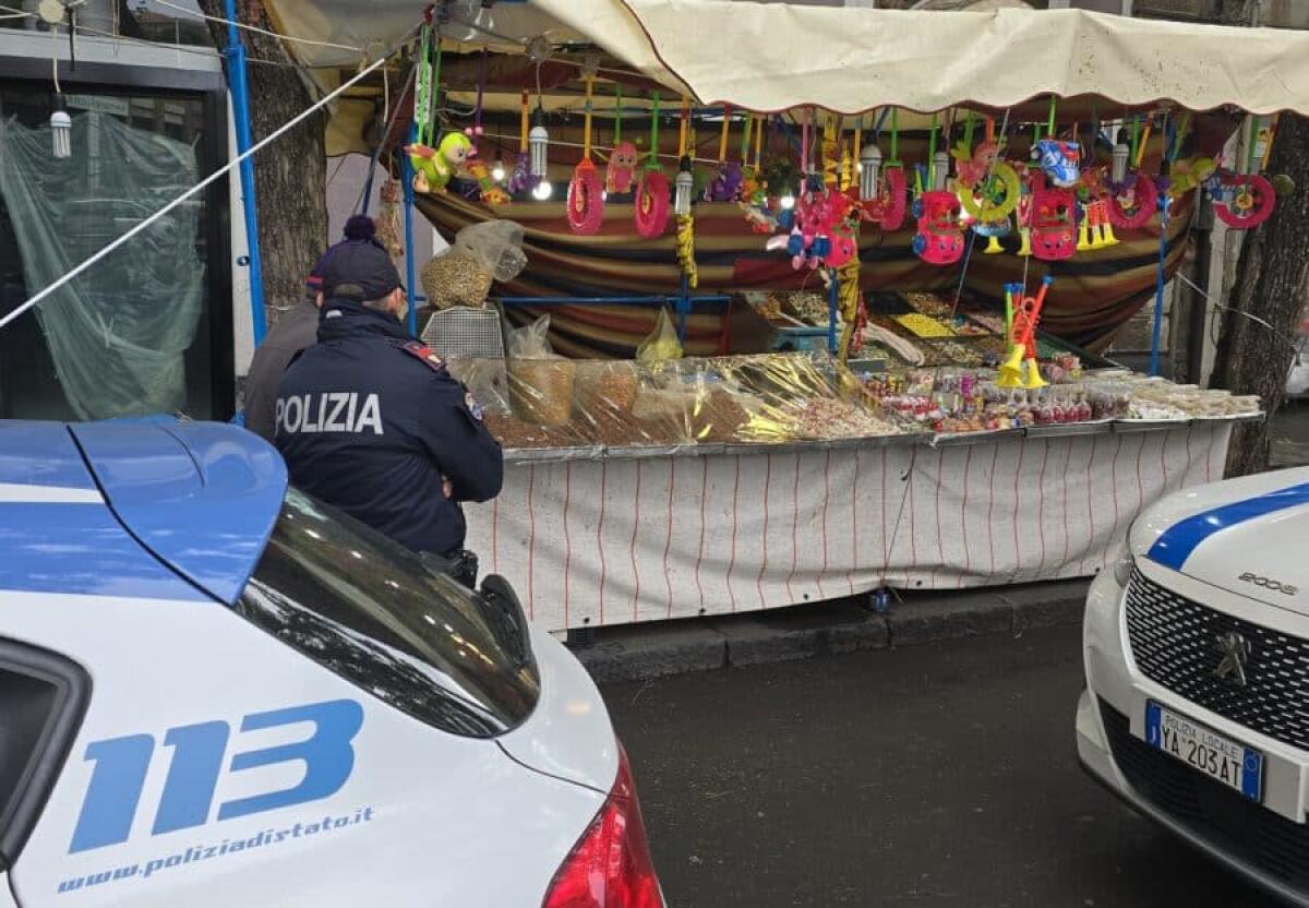 Festa di Sant’Agata, raffica di controlli: palloncini abusivi, 70 kg di dolciumi sequestrati e carretto con ceri illegali - 
