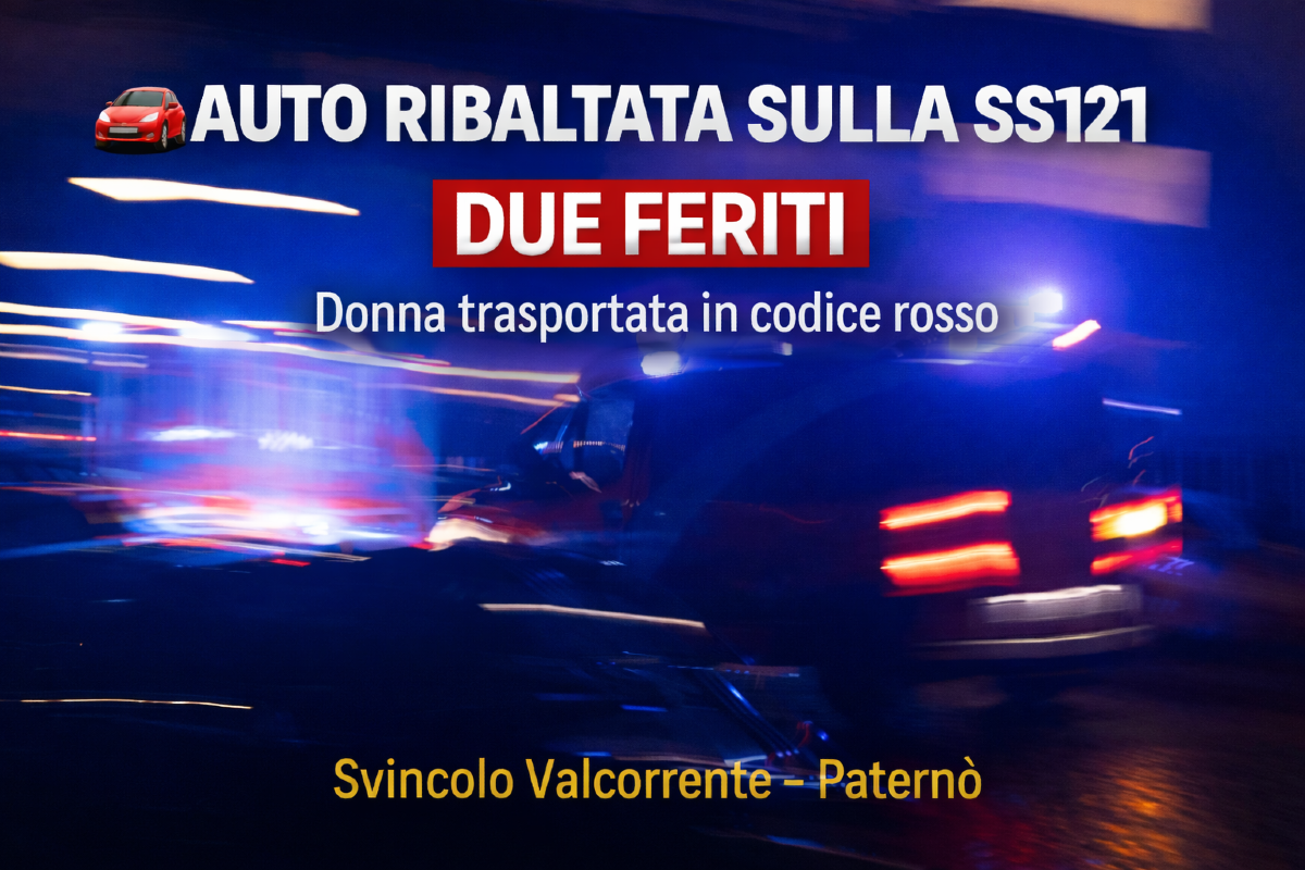 🔴 Grave incidente sulla SS121, auto si ribalta all’alba:  due feriti, donna in codice rosso - 