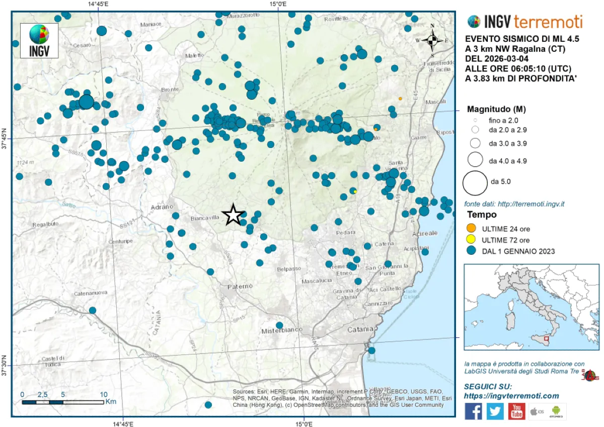 Perché ha tremato la terra nel Catanese: l’INGV spiega il terremoto di magnitudo 4.5 - 