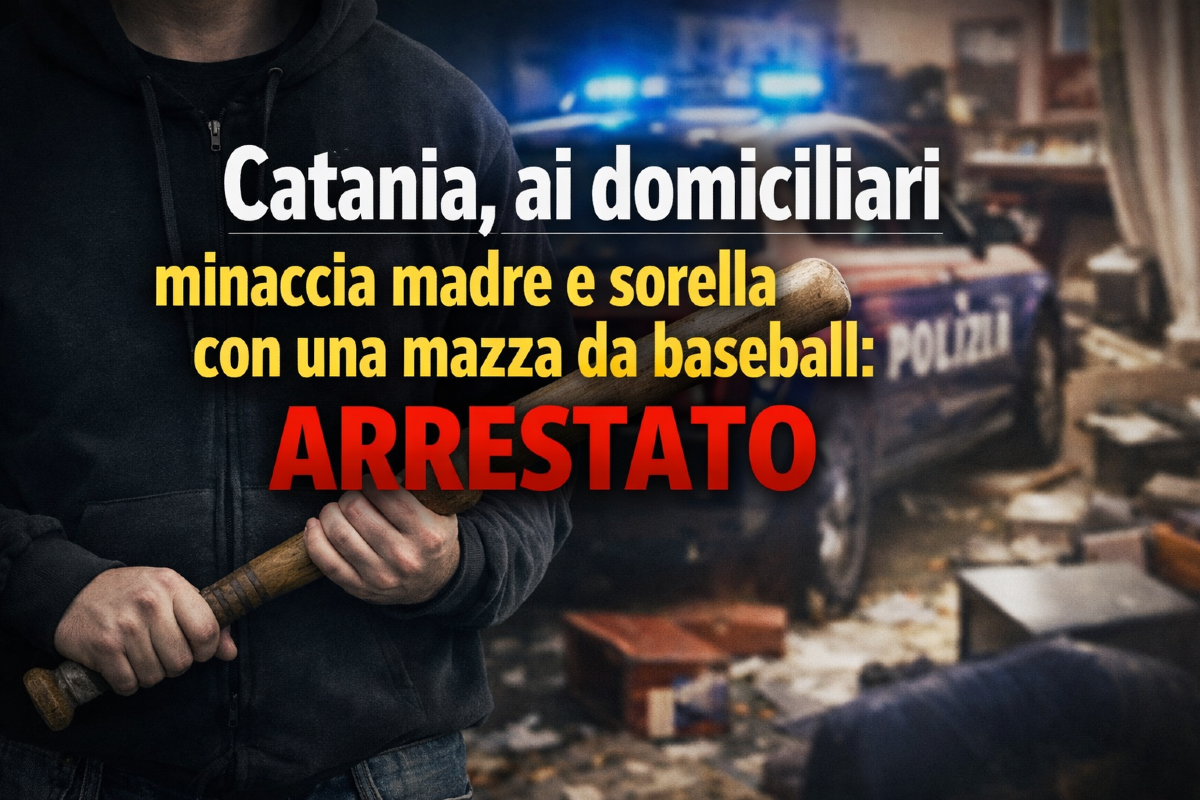 Catania, ai domiciliari minaccia madre e sorella con una mazza da baseball: arrestato - 