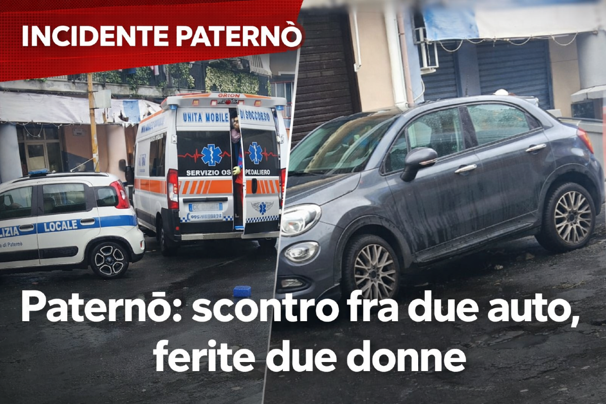 Scontro tra due auto a Paternò: una finisce contro vettura parcheggiata e termina la sua corsa contro un muro, due feriti - 
