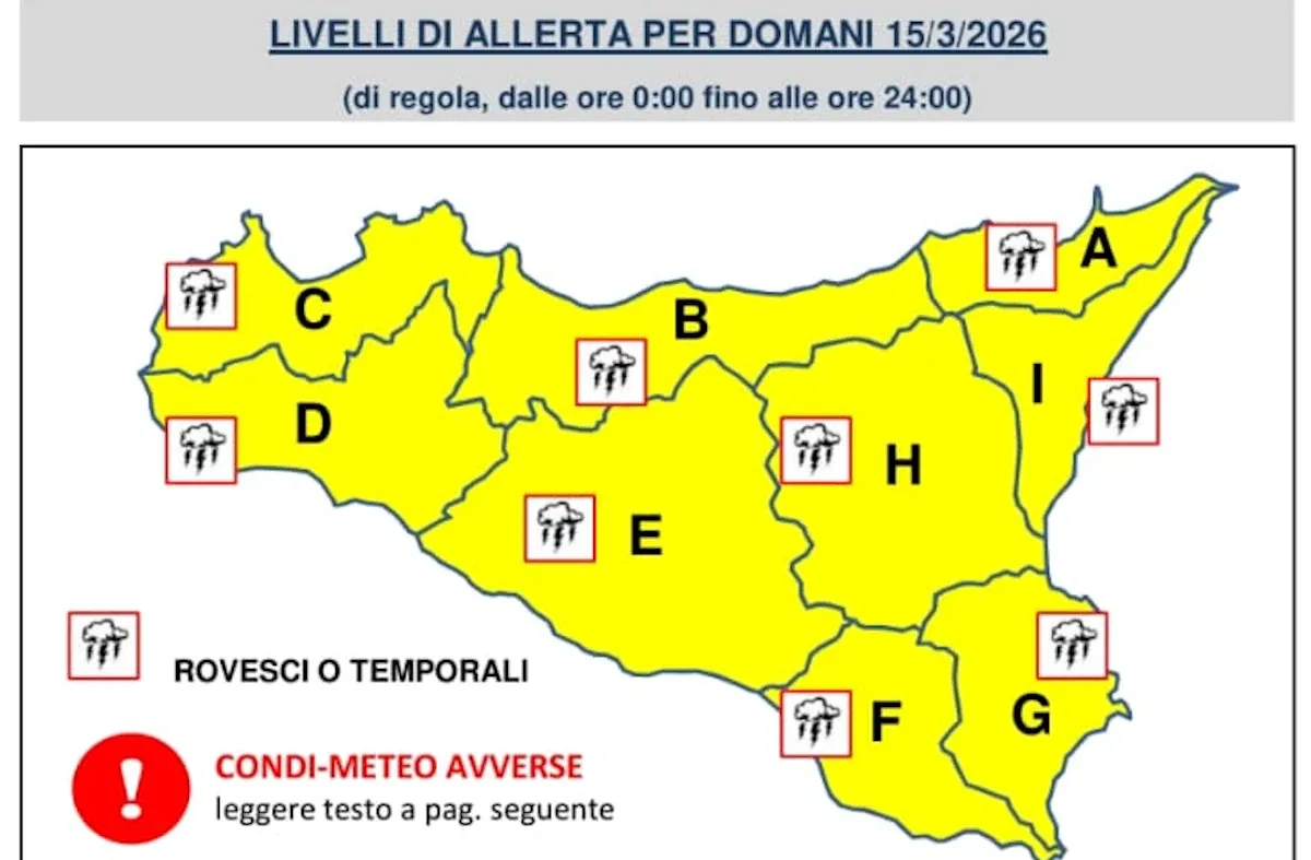 METEO. Domenica allerta gialla in tutta la Sicilia, previsti temporali e vento forte  - 