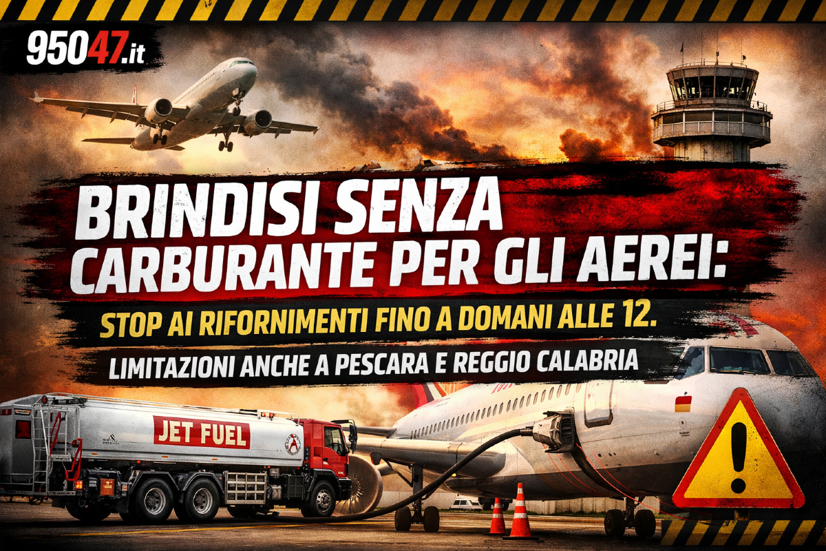 Brindisi senza carburante per gli aerei: stop ai rifornimenti fino a domani alle 12. Limitazioni anche a Pescara e Reggio Calabria - 