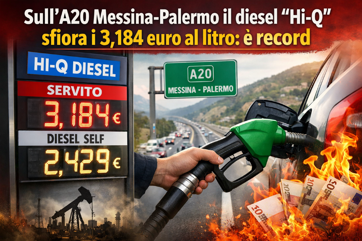 Sull’A20 Messina-Palermo il diesel “Hi-Q” sfiora i 3,184 euro al litro: è record - 