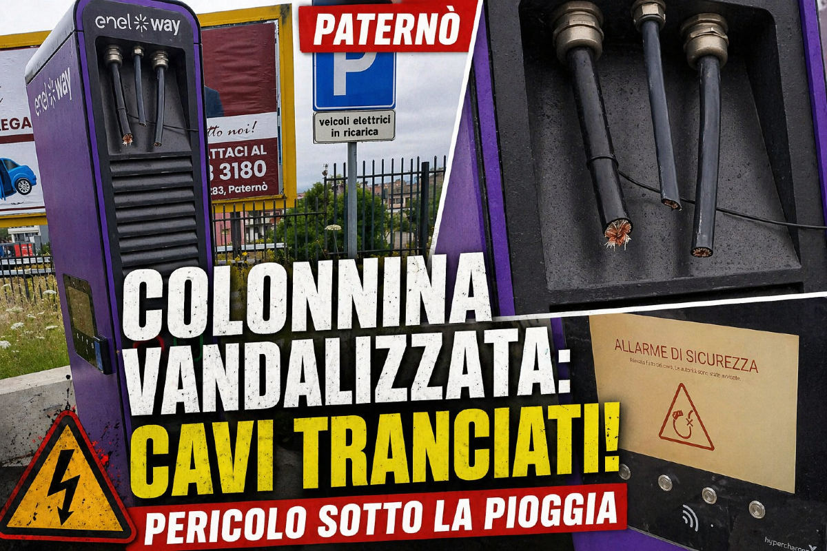 Paternò, colonnina elettrica devastata: cavi tranciati in pieno centro - 