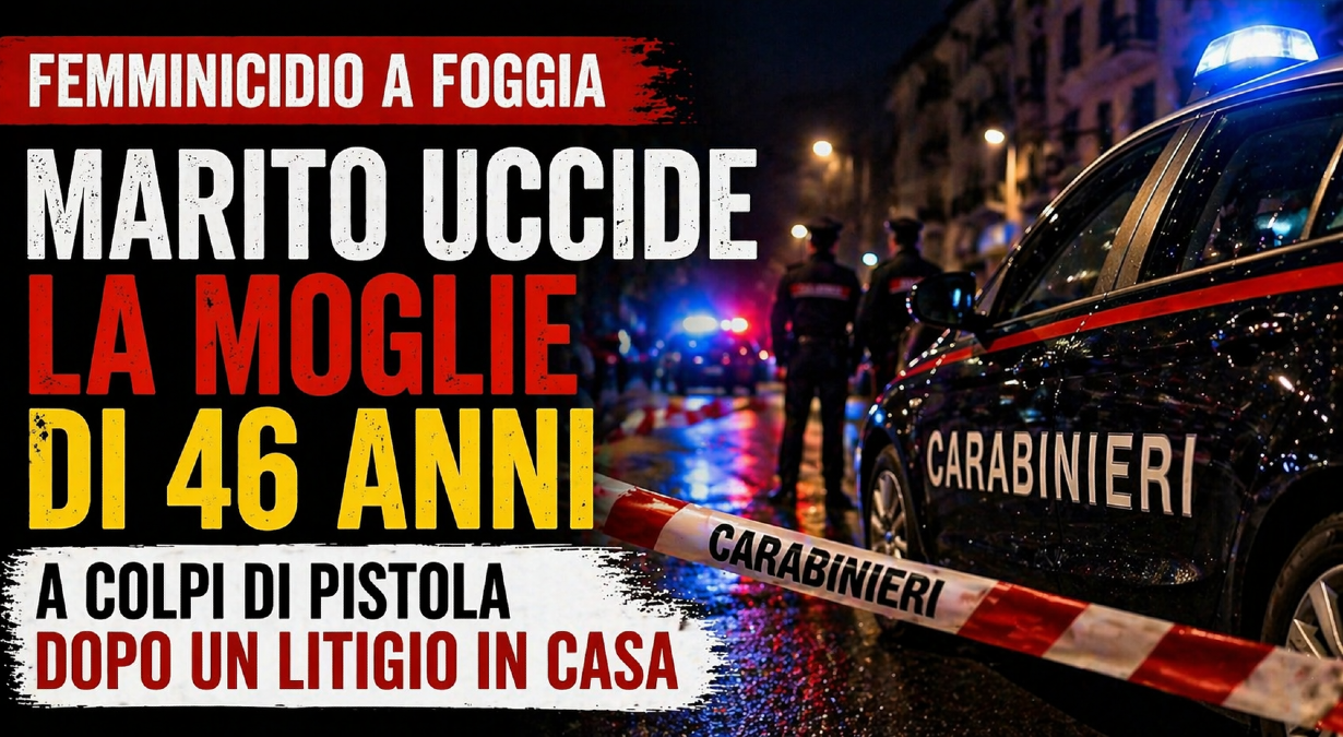 Foggia, femminicidio: uccide la moglie di 46 anni a colpi di pistola dopo un litigio in casa - 