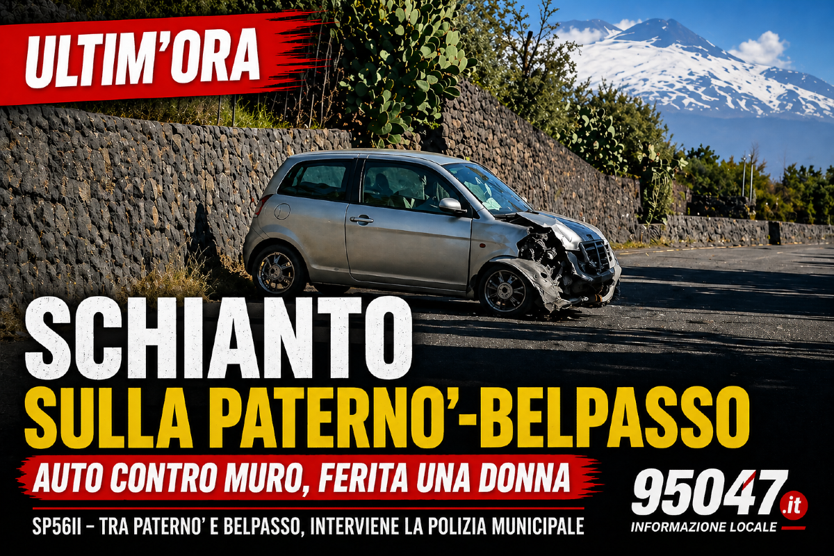 🚨 ULTIM'ORA.  INCIDENTE SULLA SP56II TRA PATERNO’ E BELPASSO: AUTO CONTRO MURO, FERITA UNA DONNA - 