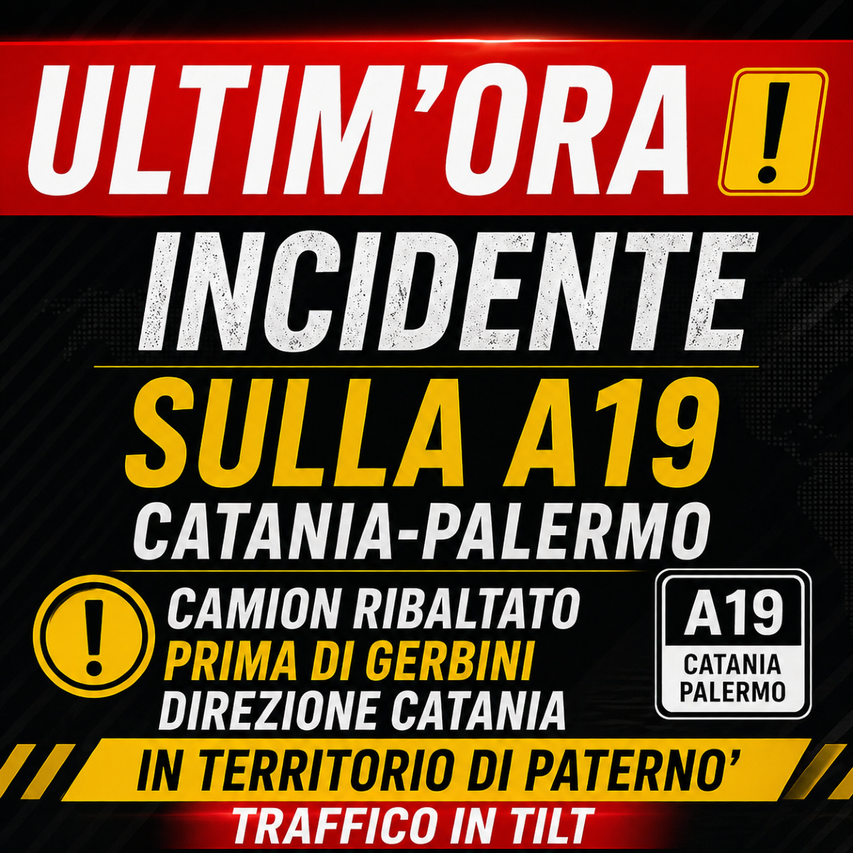 🔴 ULTIM’ORA – CAMION RIBALTATO SULLA A19 CATANIA-PALERMO NEI PRESSI DI GERBINI: SOCCORSI SUL POSTO 