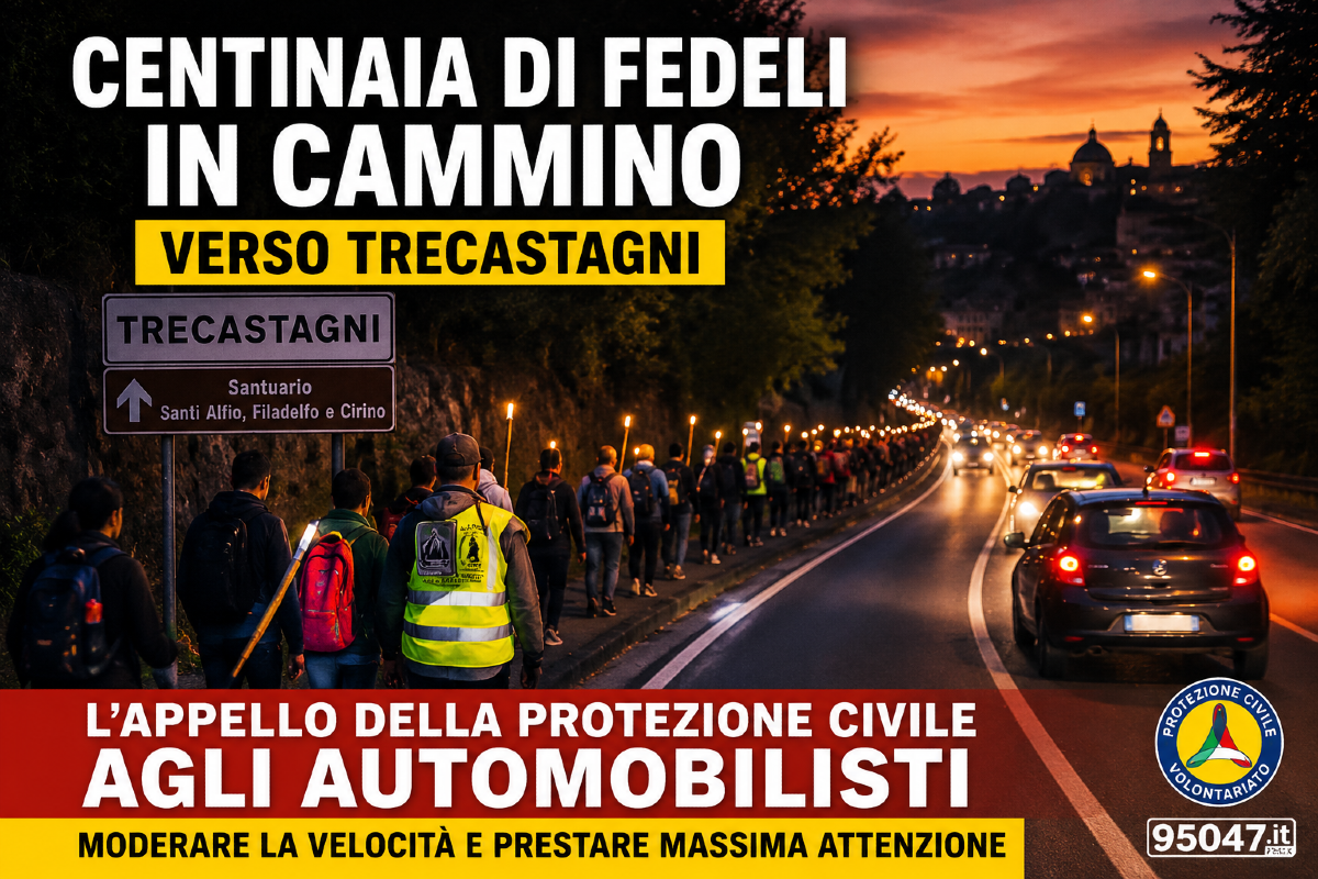 Migliaia di pellegrini verso Trecastagni, scatta l’allerta sulle strade: l’appello della Protezione Civile - 