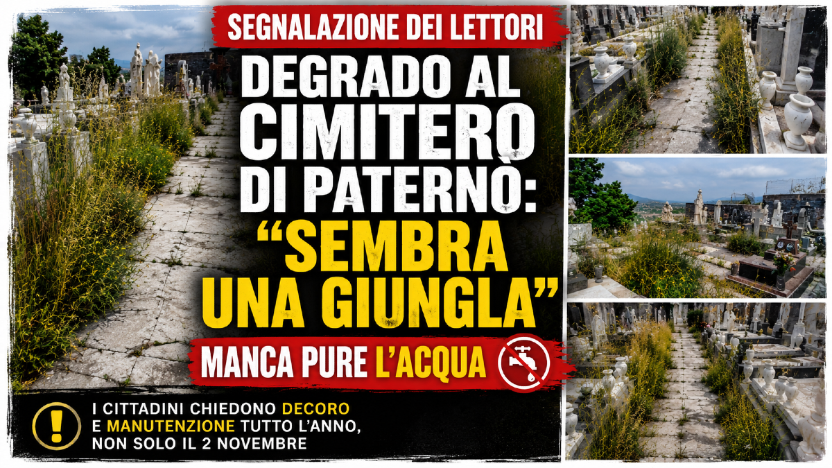 Segnalazione lettori, degrado al cimitero di Paternò: “Sembra una giungla”, manca pure l’acqua - 