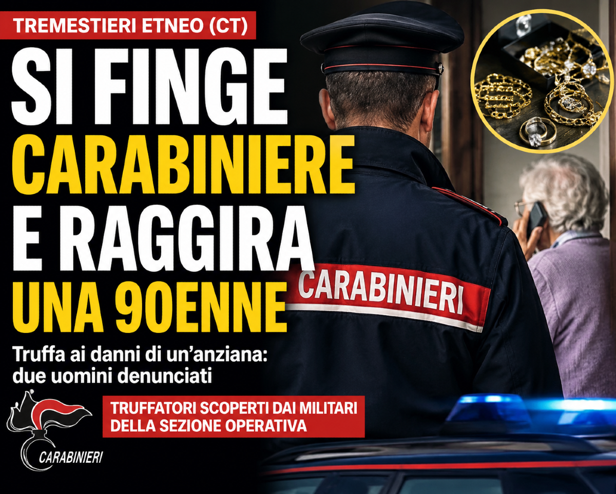 Tremestieri Etneo , si fingono Carabinieri e truffano una 90enne: scoperti due uomini - 