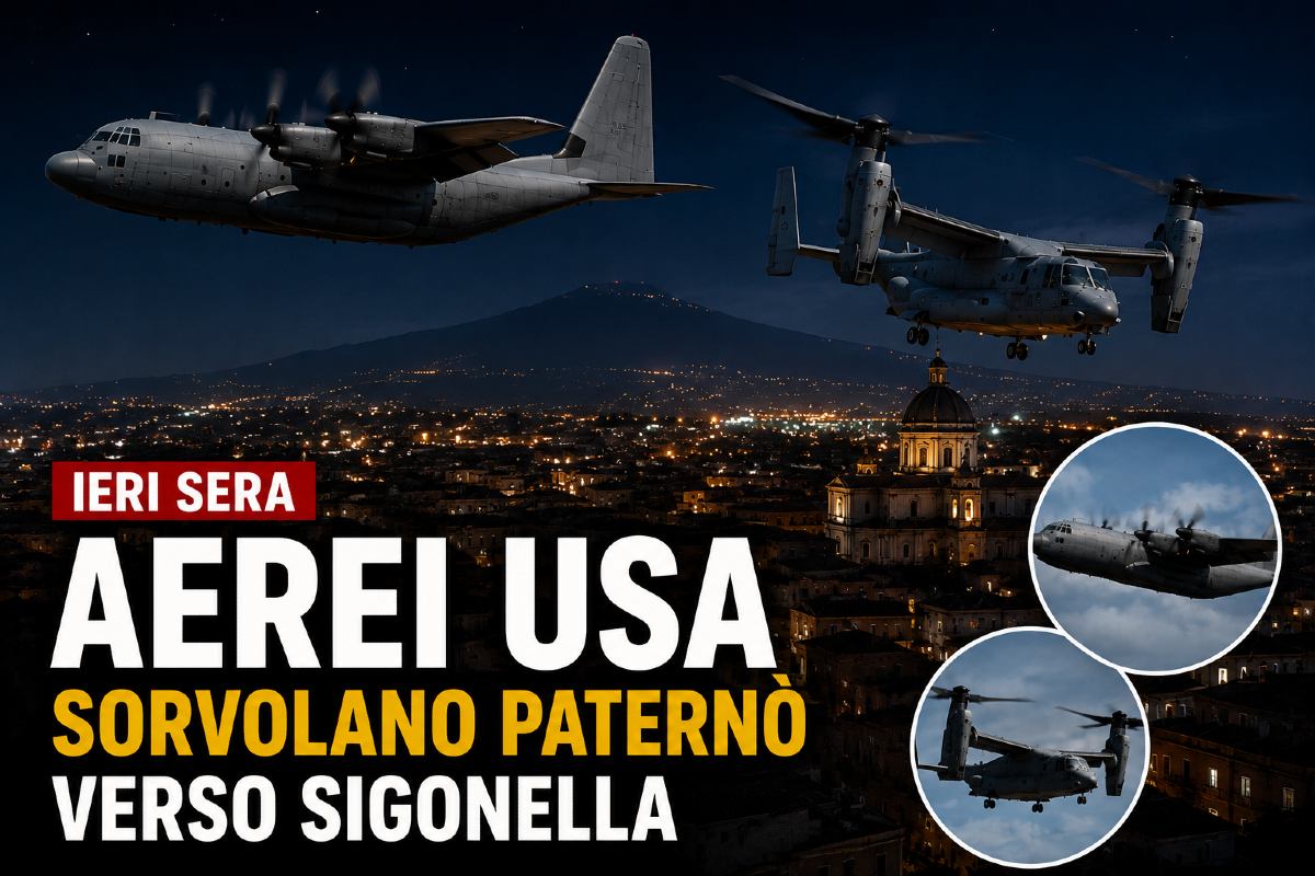 Paternò, aerei USA sorvolano la città ieri sera verso Sigonella - 
