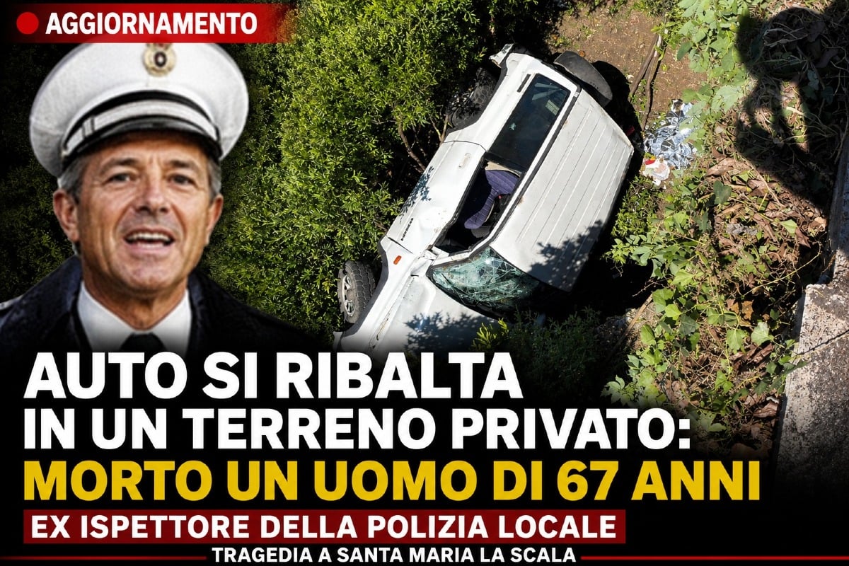 🔴 Aggiornamento – Auto si ribalta in un terreno privato: morto un uomo di 67 anni, ex ispettore della Polizia Locale