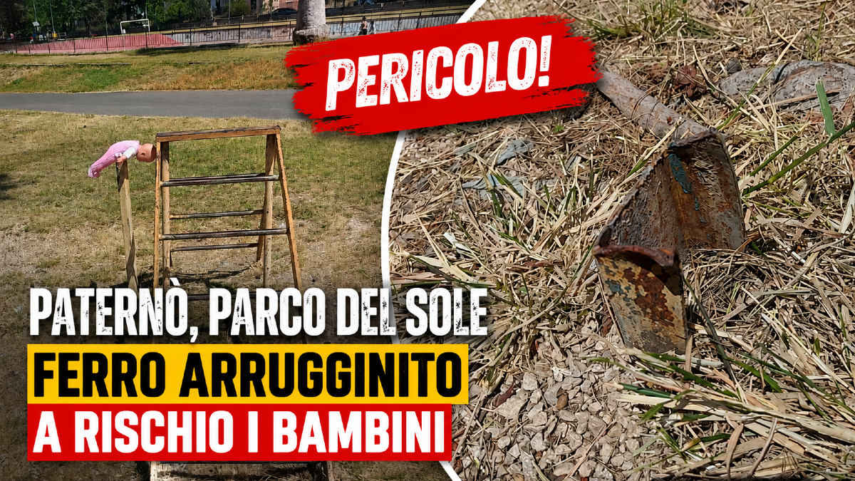 Paternò, ferro arrugginito spunta dal terreno al Parco del Sole: “Pericolo per i bambini” - 