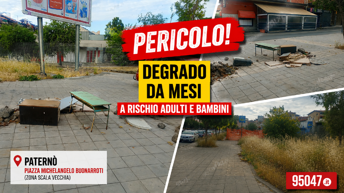 Paternò, piazza Michelangelo nel degrado: “Rifiuti e materiali abbandonati da mesi" - 