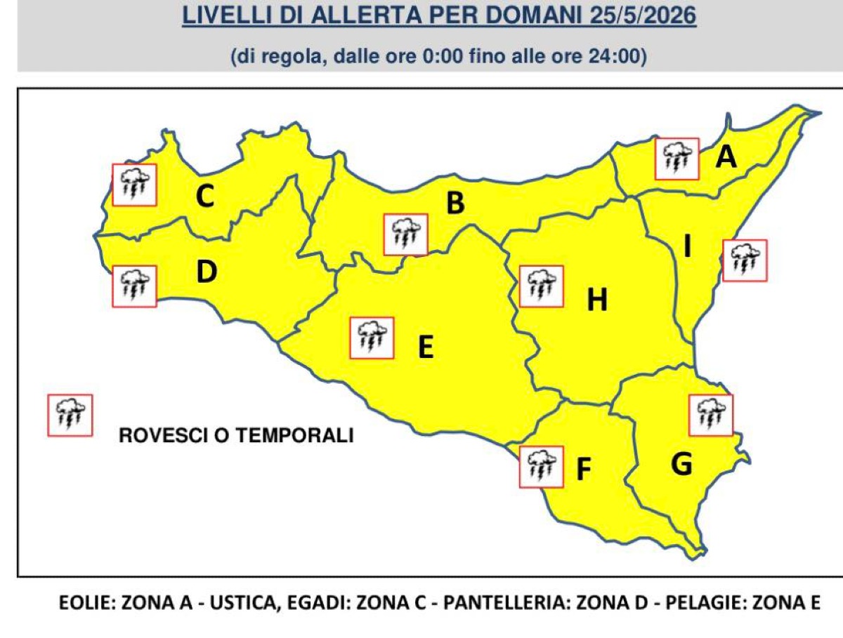 Lunedì allerta gialla in tutta la Sicilia: previsti piogge e temporali - 