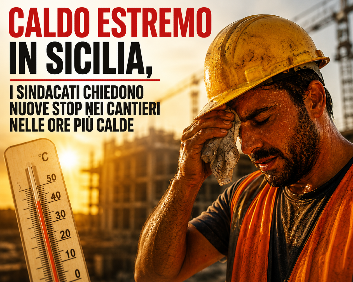 Caldo estremo in Sicilia, i sindacati chiedono nuove stop nei cantieri nelle ore più calde - 