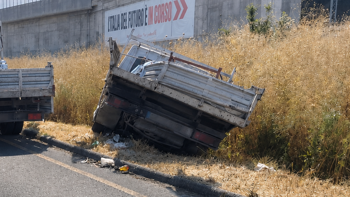 Belpasso, scontro tra camion e furgone sulla Sp 77: mezzo finisce fuori strada - 