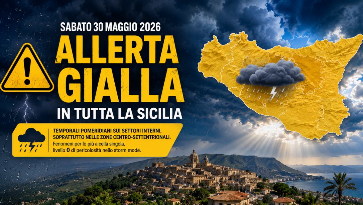 Allerta gialla in Sicilia per sabato 30 maggio: attenzione ai temporali nelle aree interne - 