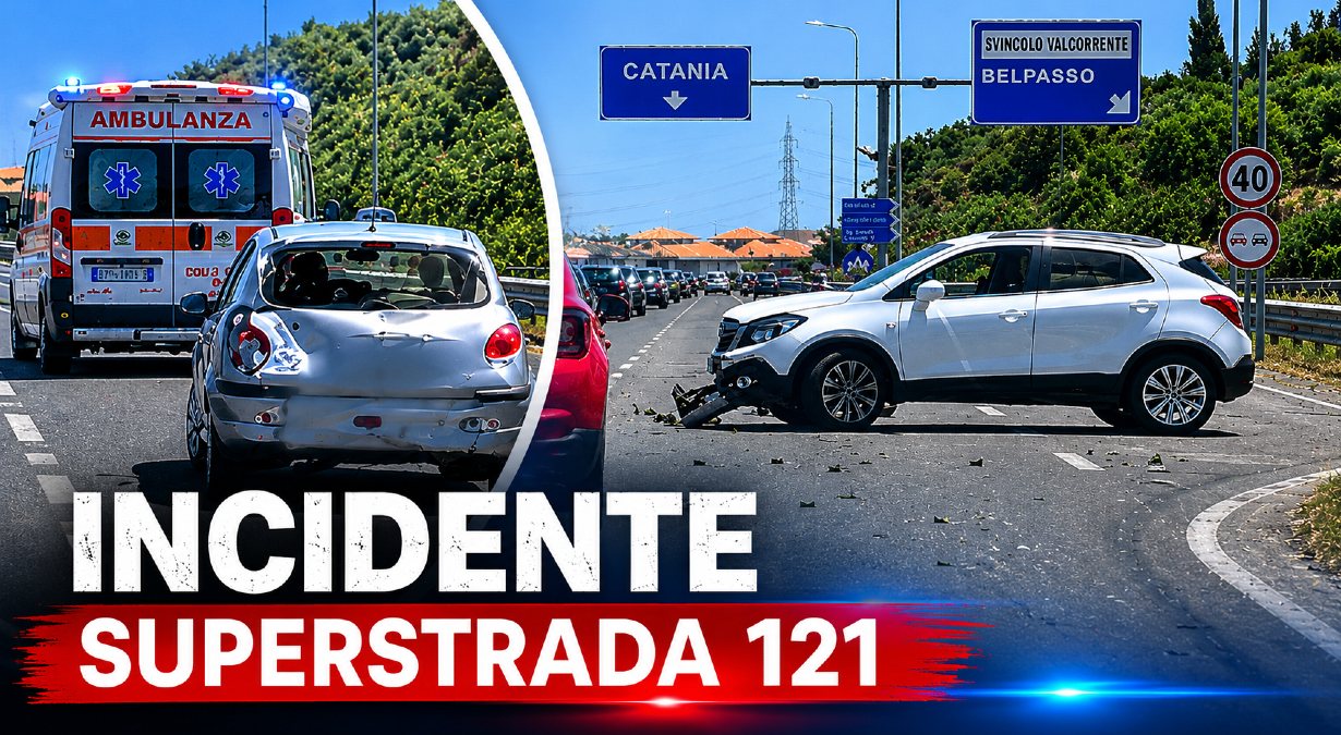 Superstrada 121, schianto vicino Valcorrente: fortunatamente nessun ferito grave - 