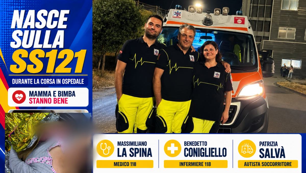 Nasce sulla SS121 durante la corsa in ospedale: decisivo il 118 di Paternò, mamma e bimba stanno bene. - 