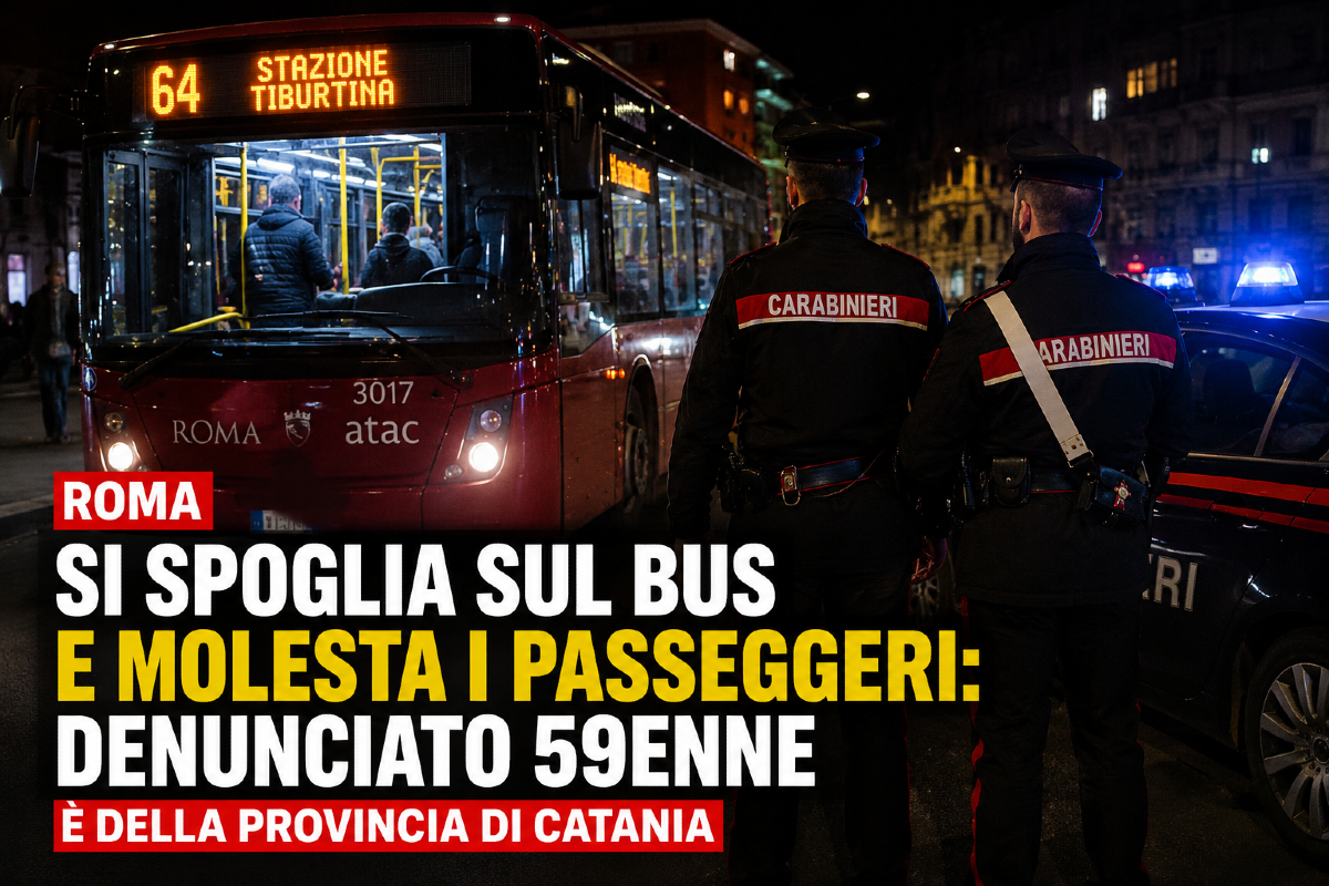 Roma, si spoglia sul bus e molesta i passeggeri: denunciato 59enne della provincia di Catania. - 