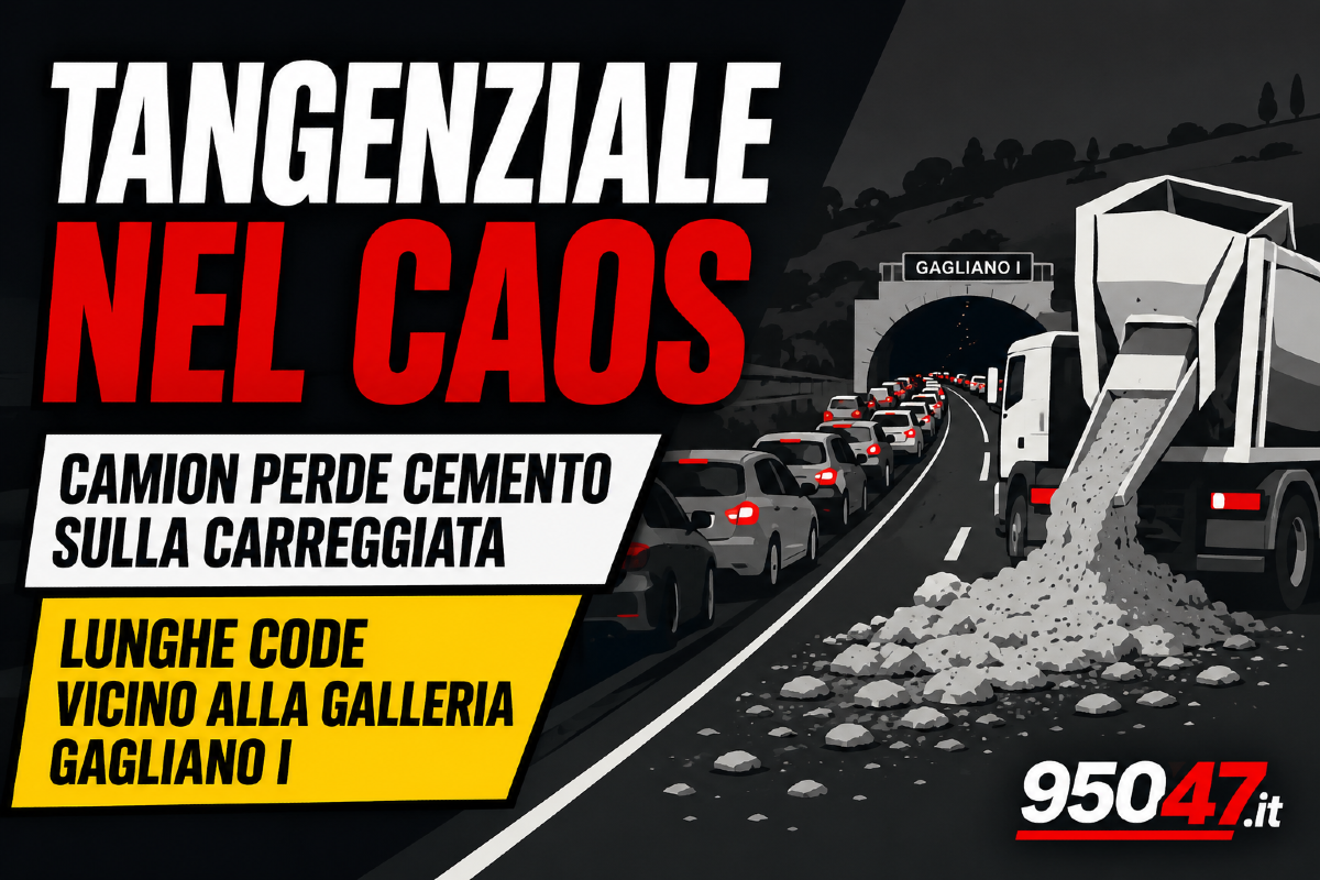 Tangenziale di Catania, camion perde materiale cementizio: lunghe code e rallentamenti - 