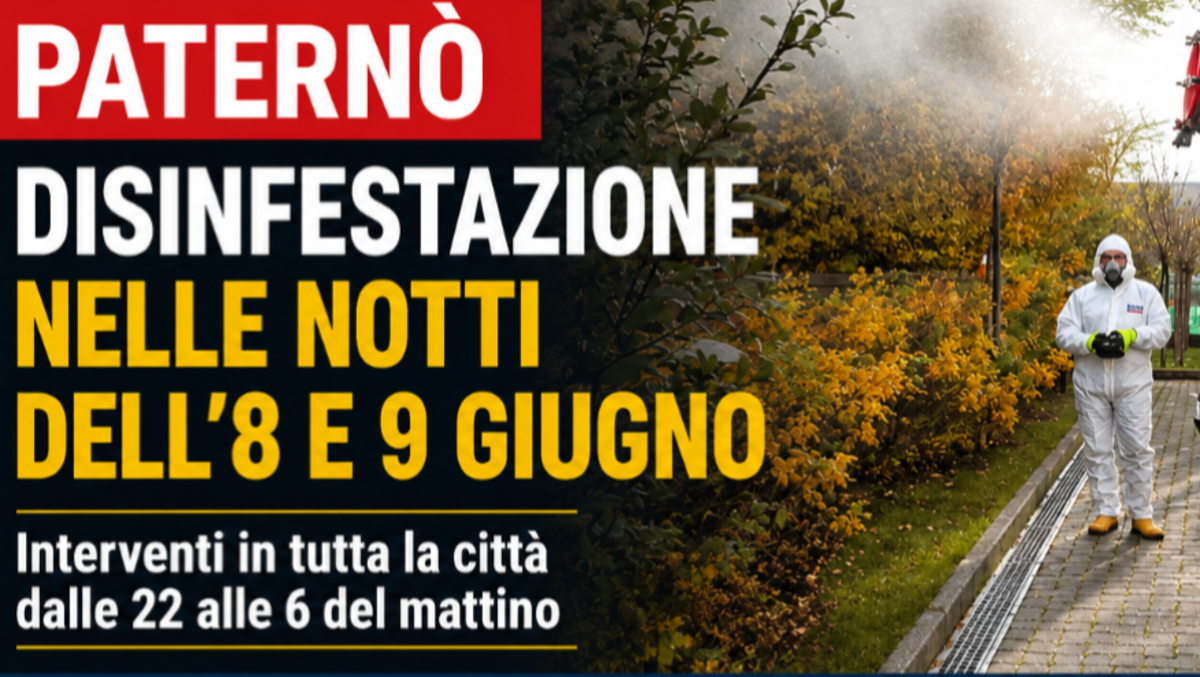 Paternò, disinfestazione in corso questa sera: attenzione alle raccomandazioni del Comune