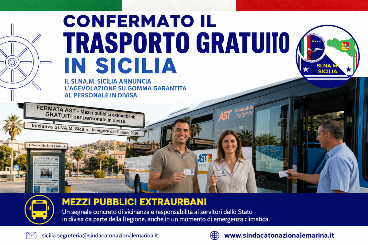 Trasporti, svolta in Sicilia: bus gratis per Forze Armate e Forze dell’Ordine - 