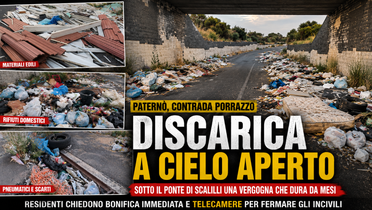 Paternò, sotto il ponte nasce una maxi discarica abusiva: “Situazione fuori controllo” - 