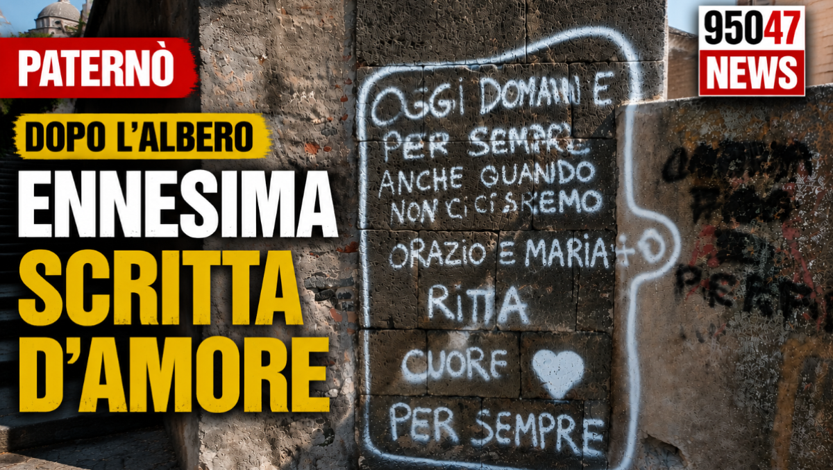 Paternò, dopo l’albero nuova scritta d’amore sulla Collina Storica: “Orazio e Maria Rita per sempre” - 