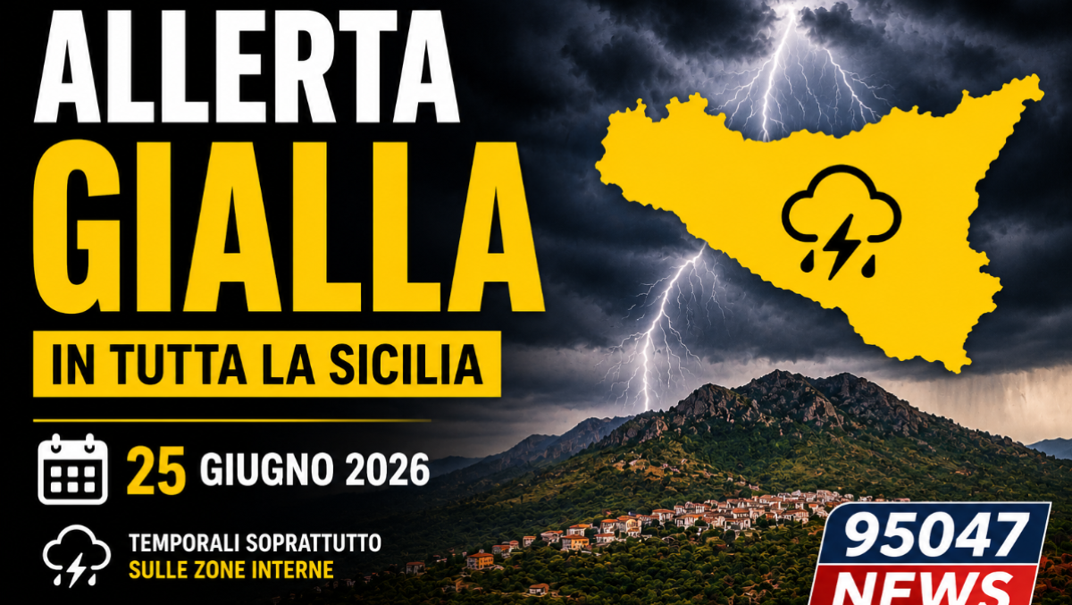 Allerta gialla in Sicilia per giovedì 25 giugno: temporali attesi soprattutto nelle aree interne - 