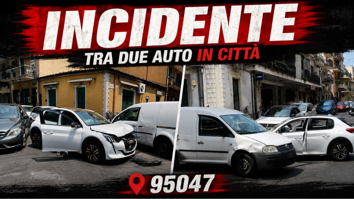 Paternò, scontro tra furgone e auto: mezzo finisce in senso contrario di marcia - 