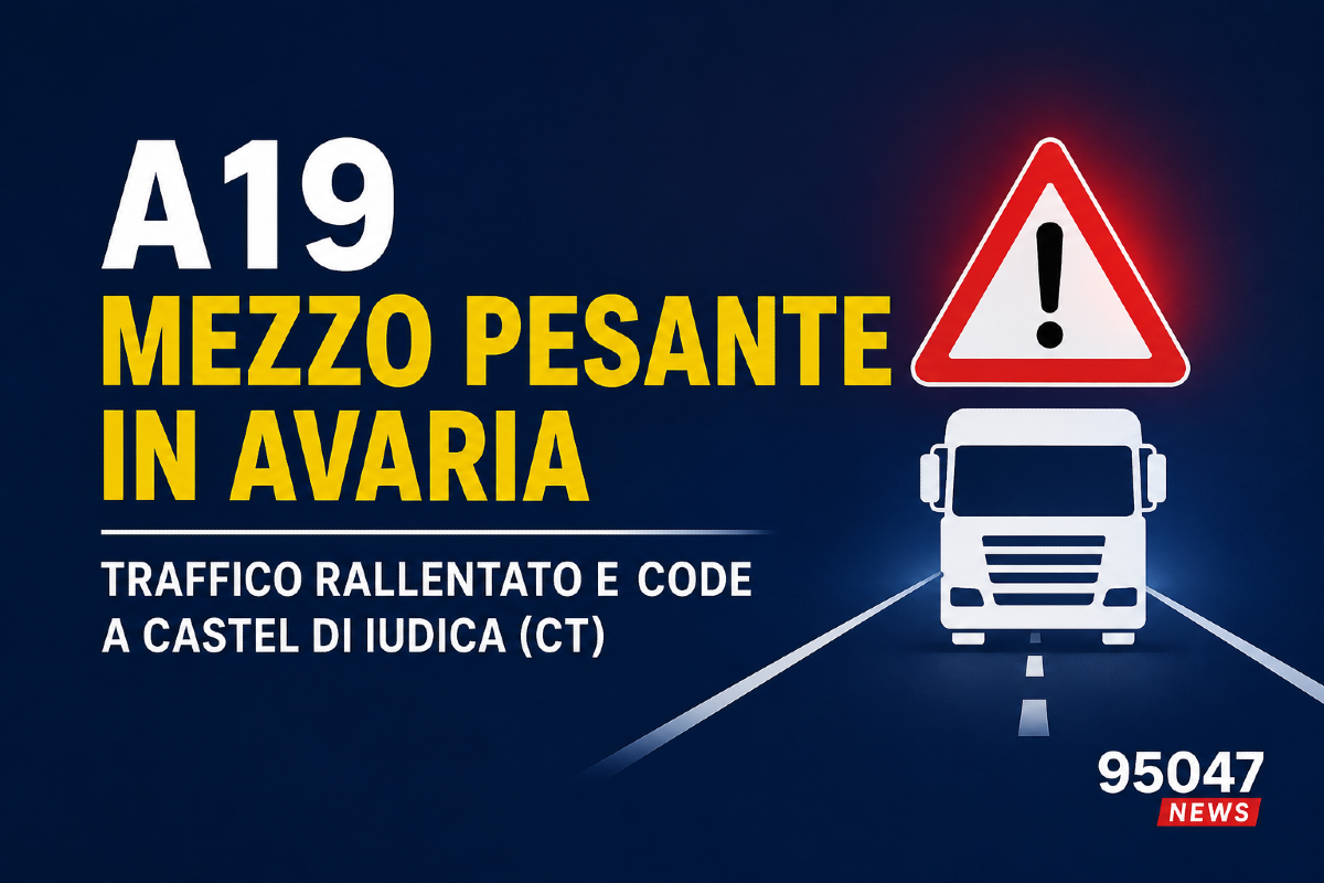 Camion in avaria sull'A19: traffico rallentato e code nei pressi di Castel di Iudica - 