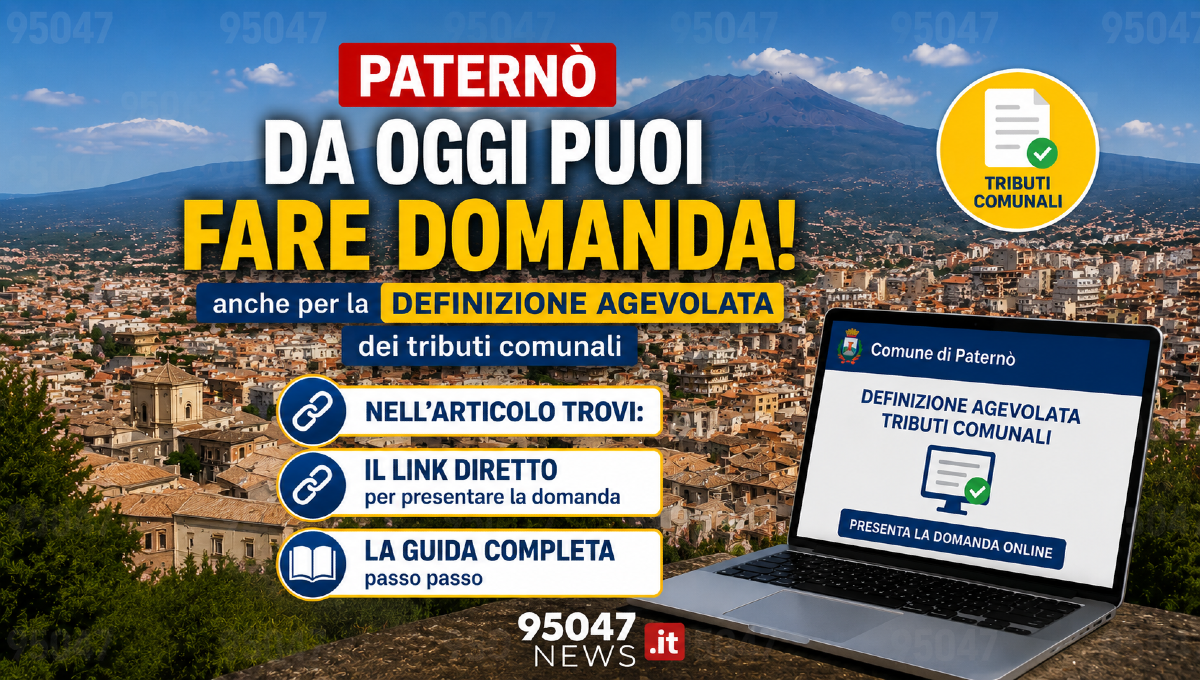 Paternò, da oggi domande aperte per la definizione agevolata: ecco il link diretto e come fare richiesta