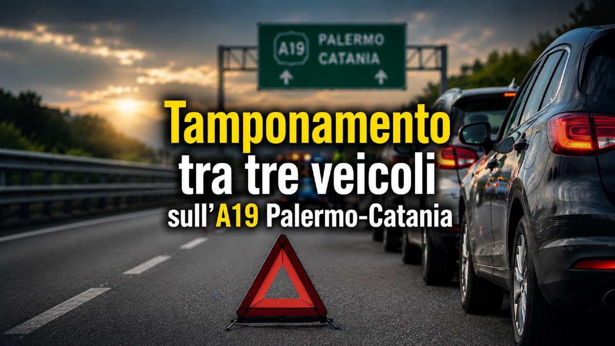 🔴🔴 Motta Sant'Anastasia, tamponamento tra tre veicoli sull'A19 in direzione Catania - 