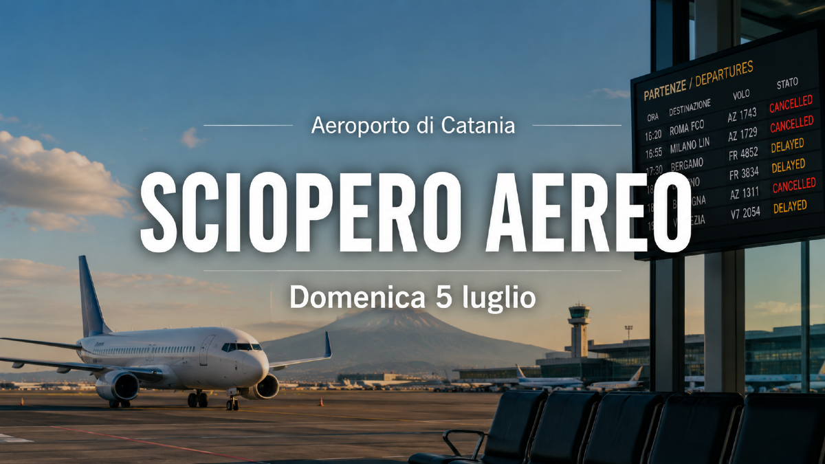 Sciopero aereo domenica 5 luglio: possibili ritardi e disagi anche a Catania - 