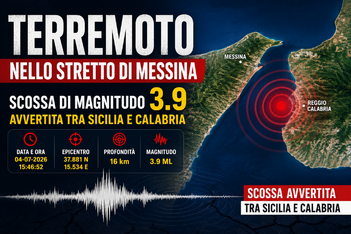 🟡 ULTIM'ORA . Terremoto nello Stretto di Messina: scossa di magnitudo 3.9 avvertita tra Sicilia e Calabria - 