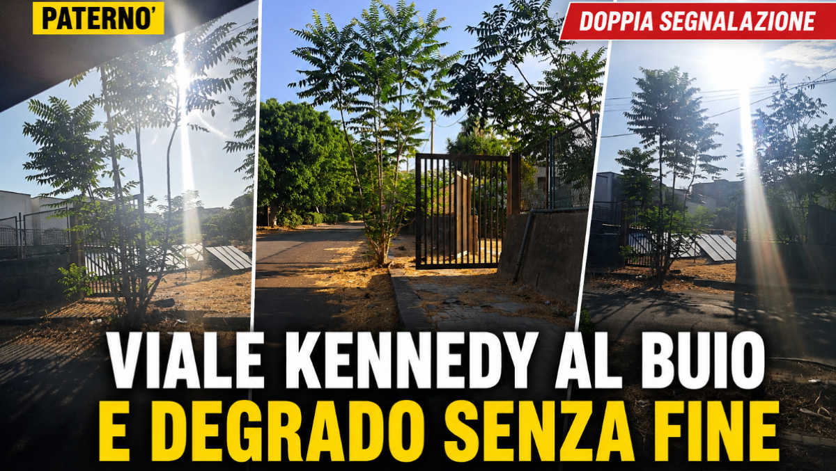 Paternò, doppia segnalazione da Viale Kennedy: "Strada al buio e degrado davanti al Centro Sociale" - 