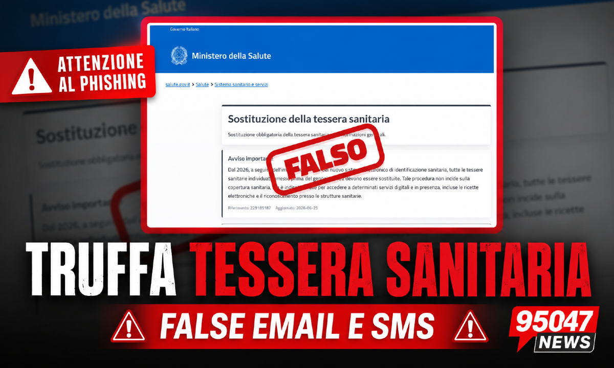 Allerta del Ministero: false mail e SMS sulla Tessera Sanitaria, è una truffa - 