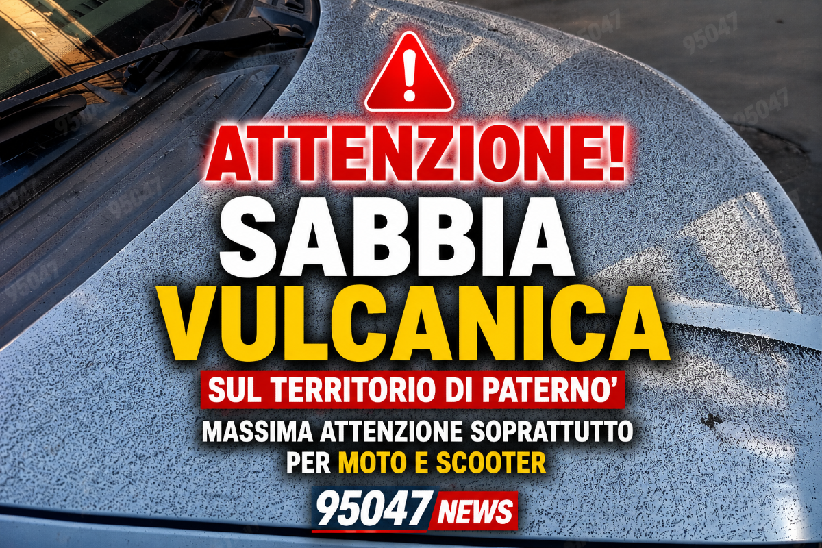 ⚠️ Etna, ricaduta di sabbia vulcanica su Paternò: massima attenzione per moto e scooter - 