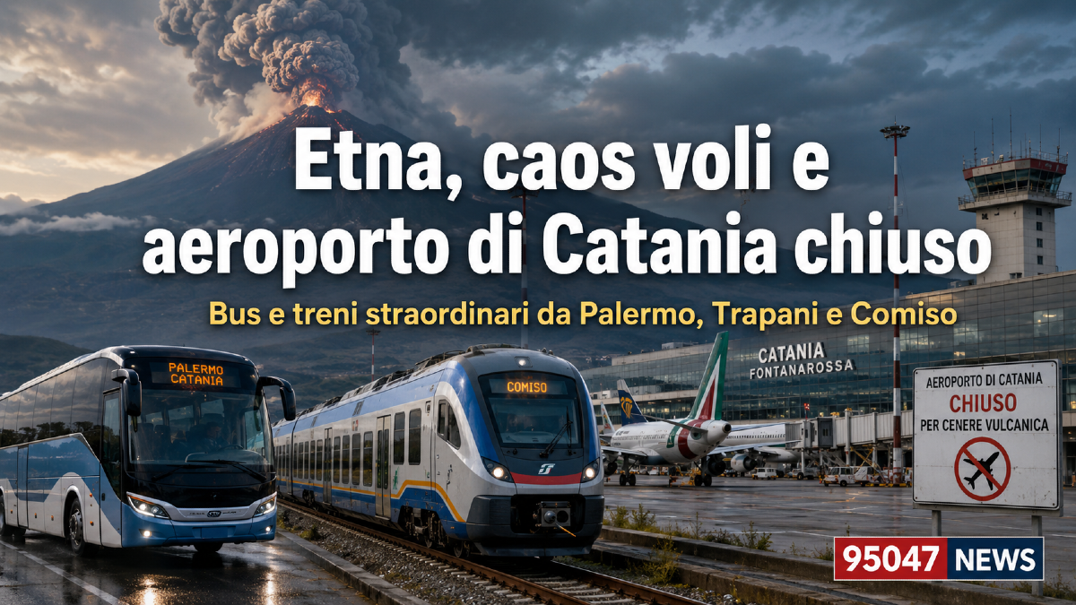 Etna, caos voli e aeroporto di Catania chiuso: bus e treni straordinari da Palermo, Trapani e Comiso - 