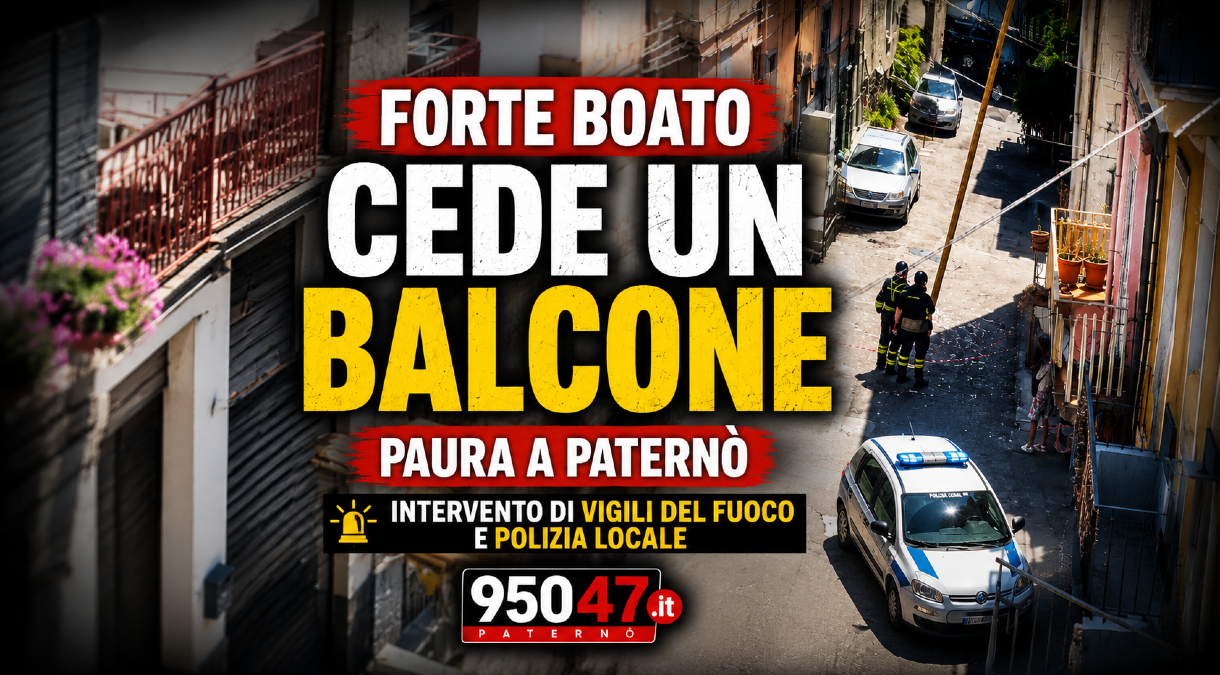 Paura a Paternò: forte boato e cede parte di un balcone, intervengono Vigili del Fuoco e Polizia Locale - 