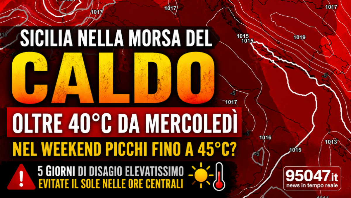 Sicilia, arriva la fornace: da domani cinque giorni di caldo estremo, nel weekend punte fino a 45 gradi - 