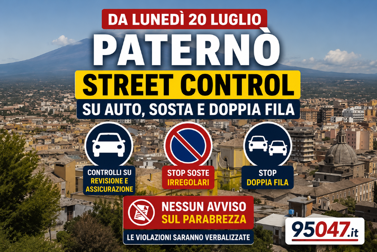 Paternò, da lunedì Street Control: doppia fila e soste irregolari, nessun avviso sul parabrezza - 