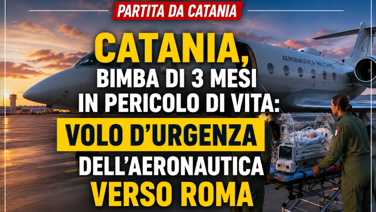 Catania, bimba di 3 mesi in pericolo di vita: volo d'urgenza dell'Aeronautica verso Roma - 