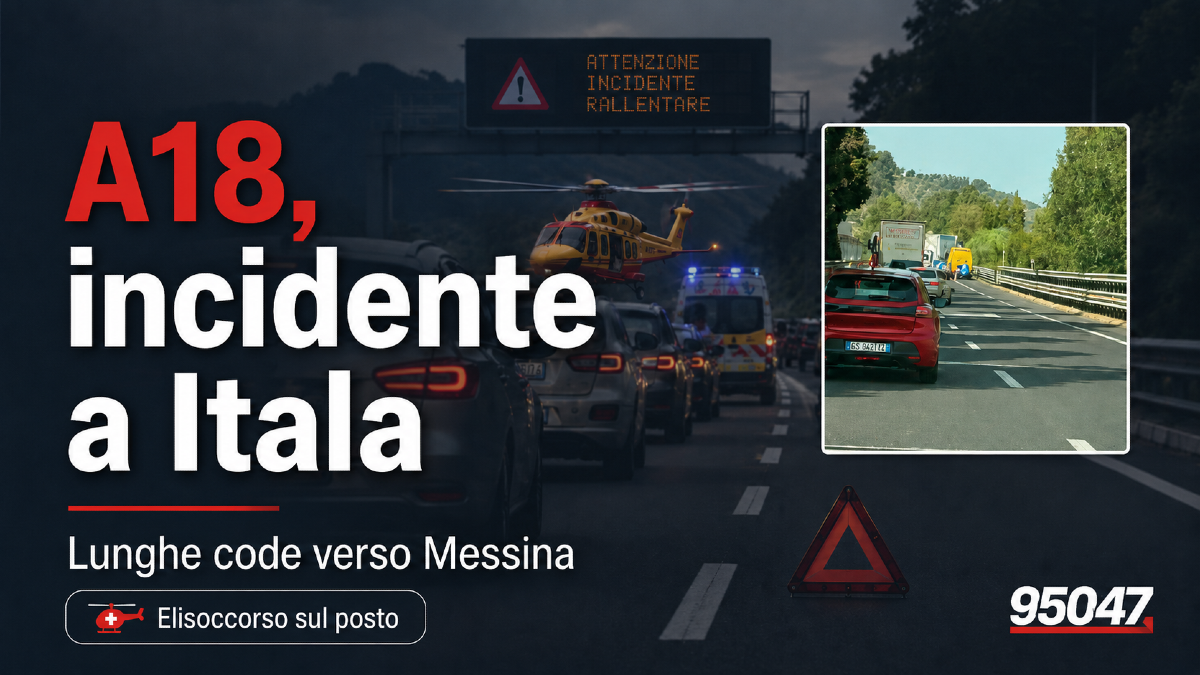 ULTIM’ORA – A18, incidente a Itala: tre feriti, elisoccorso sul posto e lunghe code verso Messina - 