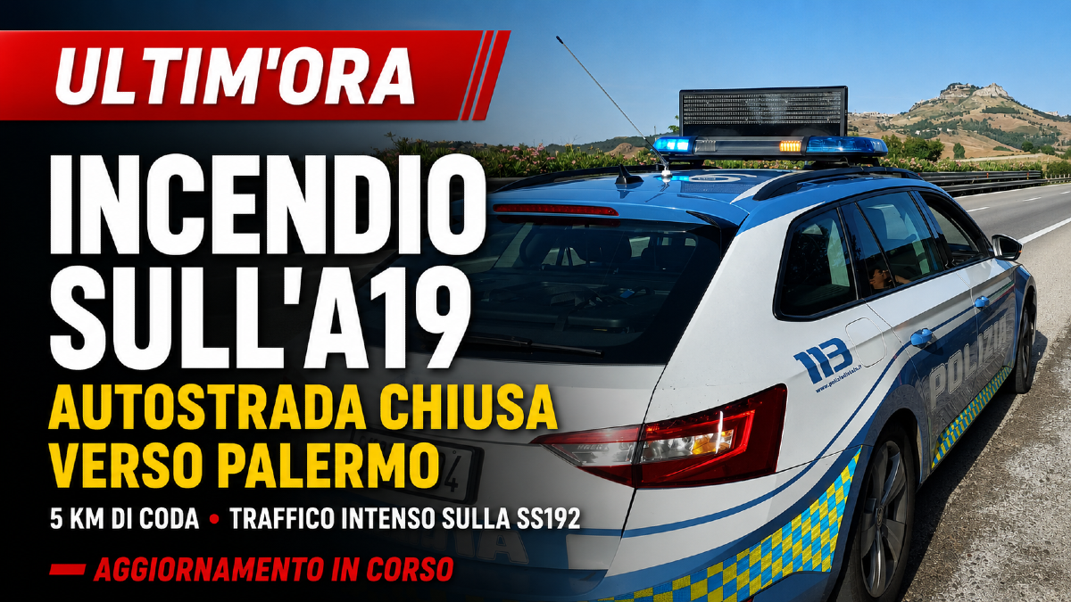ULTIM’ORA – Incendio sull’A19 tra Gerbini e Catenanuova: autostrada chiusa verso Palermo, 5 km di coda - 