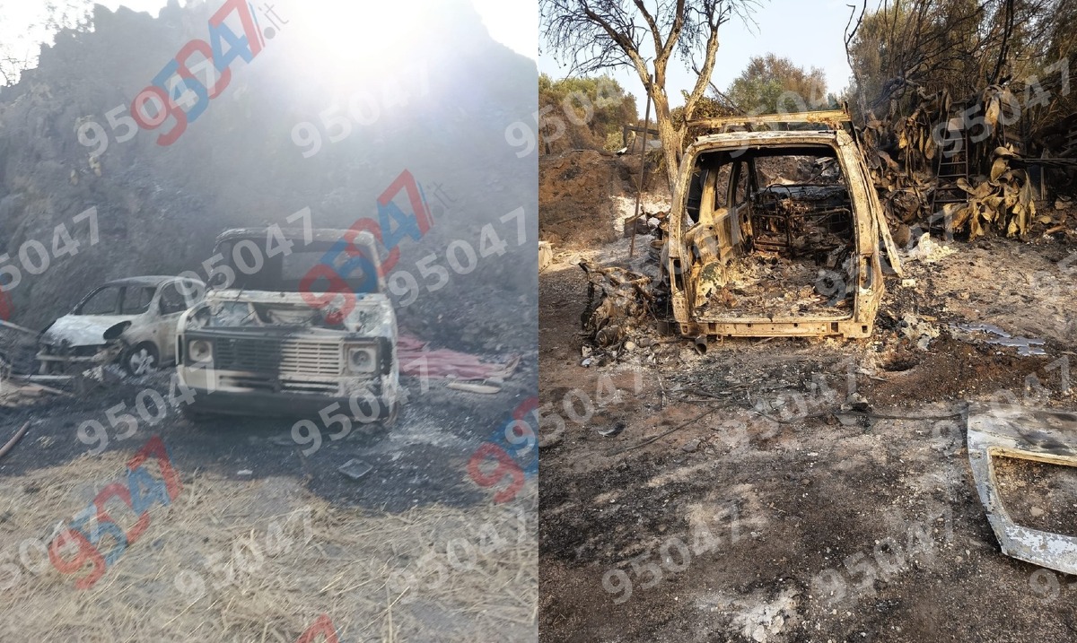 AGGIORNAMENTO – Incendi ancora attivi tra Paternò, Belpasso e  Ragalna: campagne devastate, auto e furgoni distrutti - 