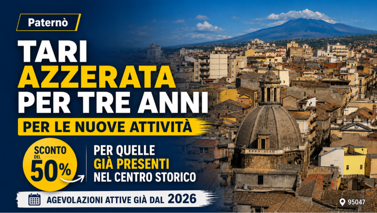 Paternò, Tari azzerata per tre anni per le nuove attività: sconto del 50% per quelle già presenti nel centro storico - 